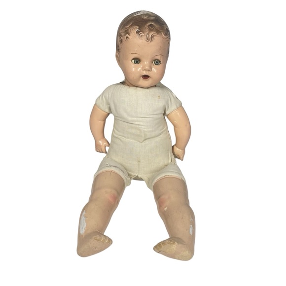 Antique Mama Crier Baby Composition Doll 23” Crier Broke...
